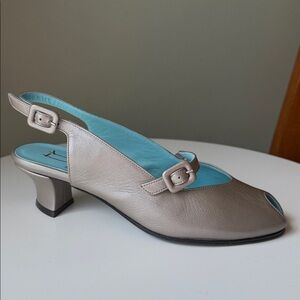 Thierry Rabotin Slingback Low Heel Pumps Buckle Close Open Toe Italian made 37